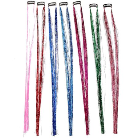 7 st Glitter Hårglitter Slingor Älva Hår Glittrande Flätat Hår Glänsande Glitter Hårförlängningar