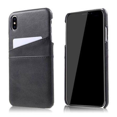 iPhone 9 Plus mobilskal plast syntetläder kortfickor - Svart