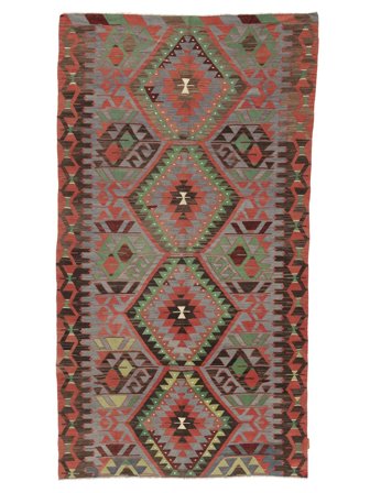 Kelim Vintage Türkei Teppich 162X300 Dunkelrot/Schwarz Wolle, Türkei