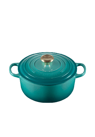 Le Creuset Signature gjutjärn rund gryta 24cm Bleu Riviera Gjutjärnspannor Blå ONESIZE