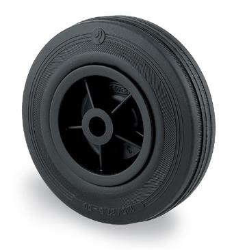 Tente PVO100 Industrihjul massiv gummi, akselhull 12 mm 100 mm, Garasjeinnredning & oppbevaring