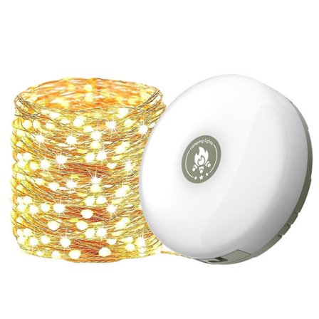 10m Camping Ljusslingor för Camping, Vandring, Tält, LED Camping Lykta Uppladdningsbar