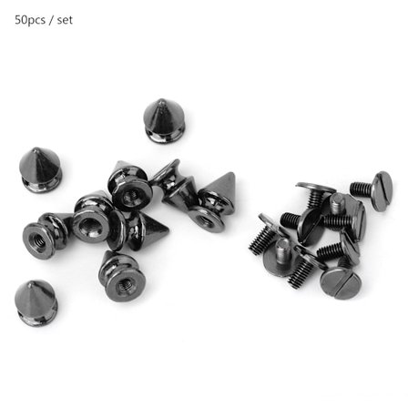 50 st 8*12 mm Fashion Metal Bullet Rivet Spikes & Cone Studs för Läder DIY Tillbehör (Svart)