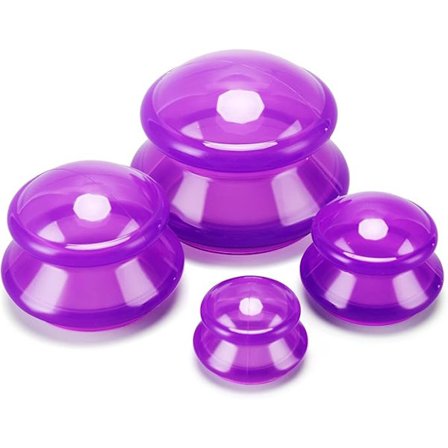 4 stk. silikone sugekopper massagekopper til cellulitereduktion lilla
