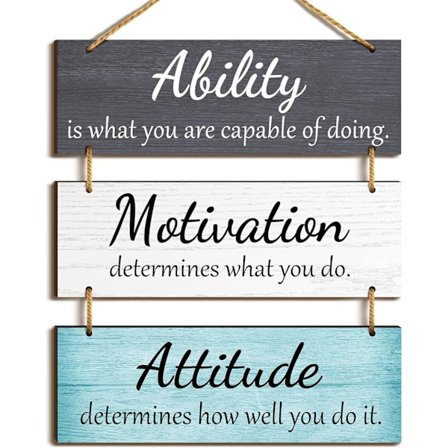 Rustikk veggdekor for kontor, inspirerende veggdekor for kontor, motivasjonsplakater med ordtak, veggdekor i tre