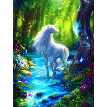 Voksen DIY 5D Enhjørning Diamant Digital Maleri Sæt, egnet til hjemmets vægdekoration 16x12 tommer