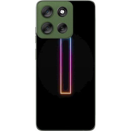 Kompatibel Mobilcover til Motorola Motorola Moto G56 Minimalistisk neonbogstav I i regnbuefarver mod mørk baggrund