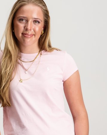 Polo Ralph Lauren Cotton Jersey Tee Roze T-shirts Meisjes - Kids Brand Store