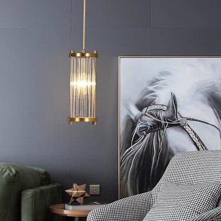 LED-pendellampe for kjøkkenøy, nattbord, krystall, gull