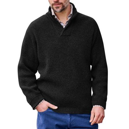 Män Jumper Toppar Enfärgad Långärmad V-hals Stretch Ytterkläder