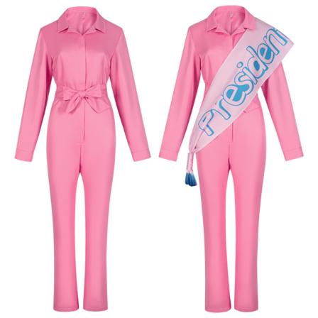 Rosa Jumpsuits BarBi Cosplay Cowgirl Kostym Outfits Jumpsuit S