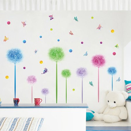 En uppsättning färgglada maskrosfjärilsväggdekaler