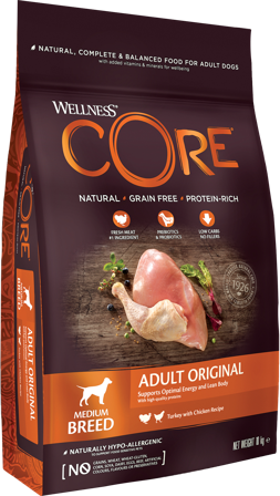 CORE Petfood - Dog Adult Original Medium Breed kylling og kalkun tørr 10 kg - Hund - Hundefôr & hundemat - Tørrfôr for hund - ZOO.no