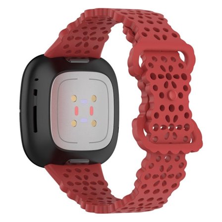 Fitbit Sense 2 / Versa 4 klockarmband i silikon med flera hål - Röd Storlek: L