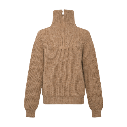 Tiffany Flora, Zip Knit - Camel Tröjor Dam Brun S/M