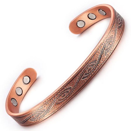 Ren kobber 6 magnetisk armbånd spiralmønster justerbare armbånd til mænd og kvinder