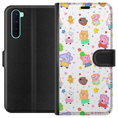 Kompatibel Tegnebogsetui til OnePlus Nord Farverige tegneserie dyrekarakterer i en legende stil med stjerner og prikker på en lys baggrund