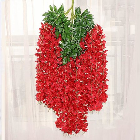 12 Pakke 1,13 Meter Kunstig Wisteria Hengende Girlander Blomster Silke Blomsterbusk For Bryllupsfest Dekorering