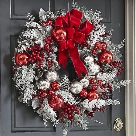 Joulukranssi Koriste Yhteensopiva Ulko-oven, Seinälle Ripustettavan Joululumiukon Kanssa