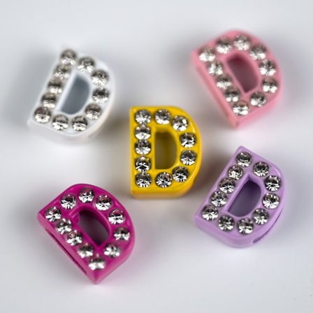 Berlock med Strass & Färg Bostav D - Busy Lizzie