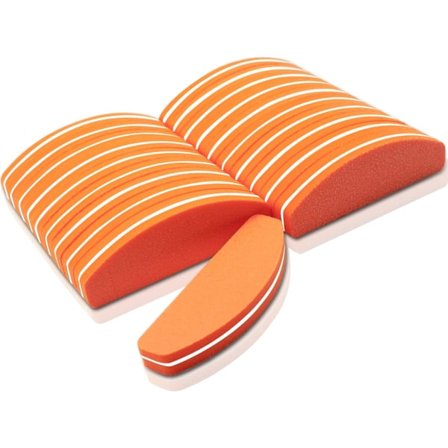 Sæt med 20 Akryl Gel Neglebufferblokke, Halvmåne Neglefiler og Buffere, Slibning Neglebuffer til Dobbeltsidet Svamps Neglelak Orange