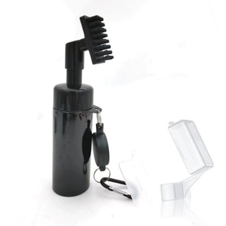 Golfklubbrengörare med inbyggd vattenspray och krok, golfklubbrengöringsborste för våtskrubbning av golfbollar, golfbollrengörare med förlängning