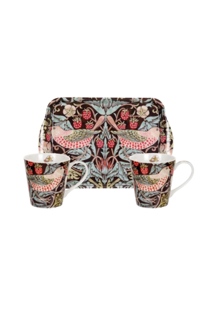 Morris & Co Mugg- och brickset Strawberry Thief Kök matlagning Brun 18cl/20,3x17,8cm