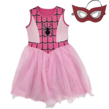 Rosa Røde Piger Spider Girl Kostume Maskerade Superhelt Spider Man Kjole Kortærmet Rosa 120 (3-4 år)_MGF Rosa Pink 120 (3-4 år)