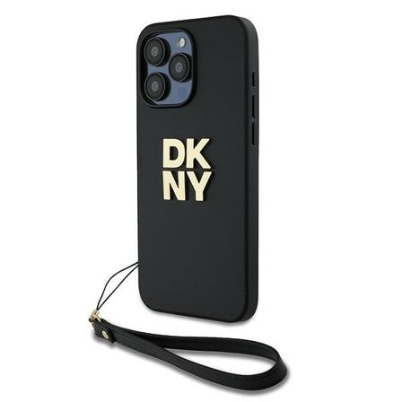 DKNY Wrist Strap Stock Logo-etui til iPhone 15 Pro Max - svart