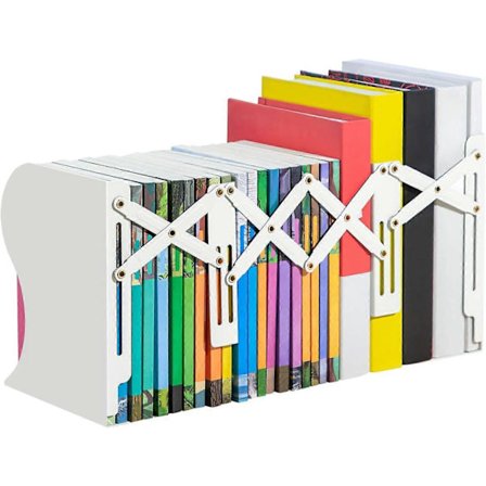 Justerbara Bokstöd - Kraftiga Bokstöd i Metall för Skrivbord, Kontor, Barn, Böcker, Tidskrifter - Vit