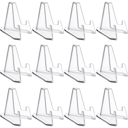 (4×4×5,4cm)12-pack Akrylplatthållare, Halkfri Klar Bildramshållare, Multifunktionellt Displayställ för Mynt, Fickur, Medaljer