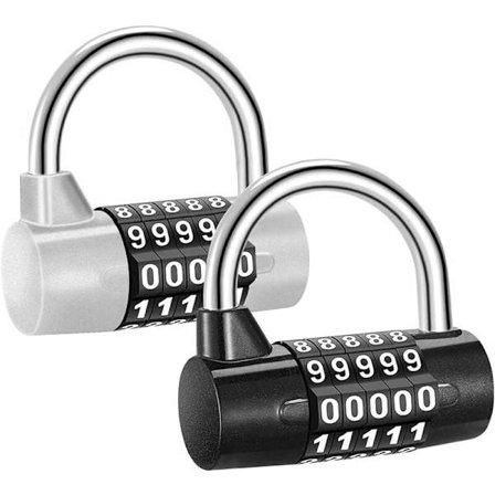 2 stk. kombinationslås med 5-cifret hængelås, kombinationslås, kombinationslås, hængelås til aflåse kufferter, skabe