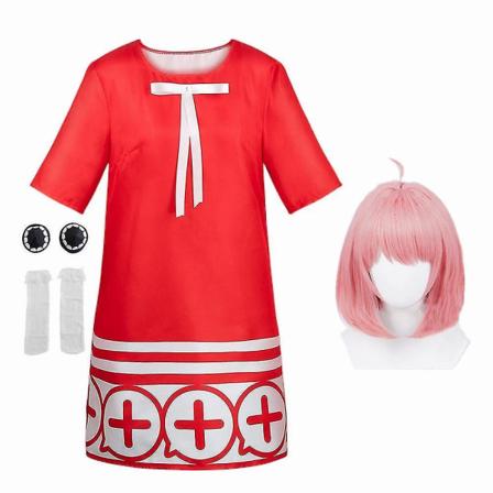 Vuxna Barn Anime Spy Family Anya Forger Klänning Uniform Cosplay Kostym E2 Costume wig