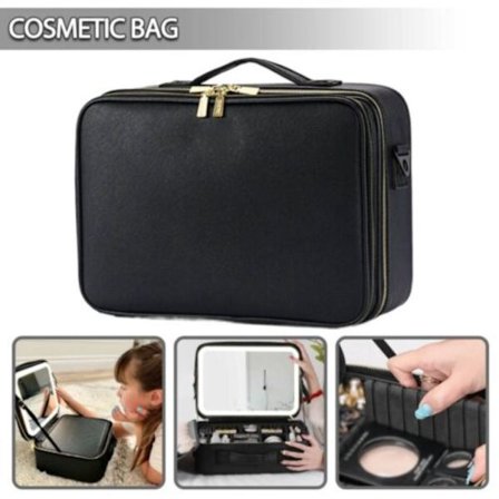 Stor Reisekosmetikveske med Speil og LED-lys