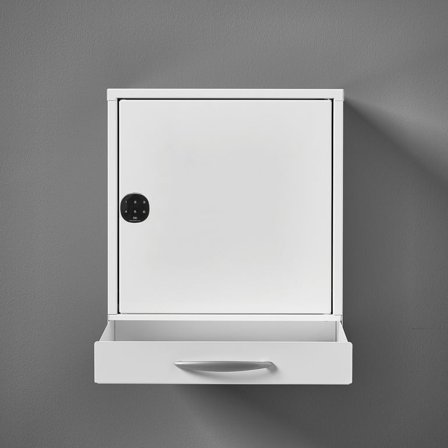 Medizinschrank CURE, 1 Tür, mit Auszugsschublade, elektronisches Codeschloss, 455 x 400 x 300 mm