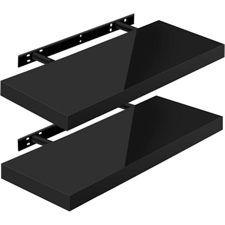 Rootz 2 -sarjan seinähylly - kelluva hylly - puulevy - kosteudenkestävä - 60x22,9x3,8cm - musta