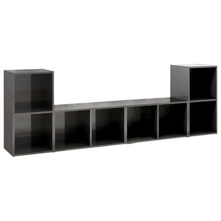 Vidaxl Tv-skåp 4 St Grå Högglans 72x35x36,5 Cm Konstruerat Trä Grå