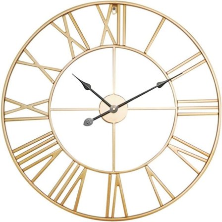 Stor veggklokke til stue, kjøkken, veggdekorasjon, kvartsmetallveggklokke, industriell veggdekorasjon, innendørs og utendørs, stille, 40 cm, KLB