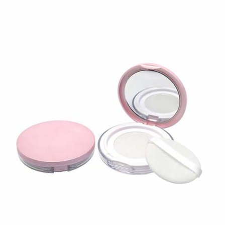 Plastik pulver kompakt beholder med fløjls puff spejl og elastisk net skærm, genanvendelig tom pulver beholder, 5g