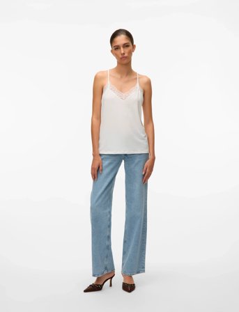 Vero Moda Vmana S/L Lace Top Ga Noos - White - L