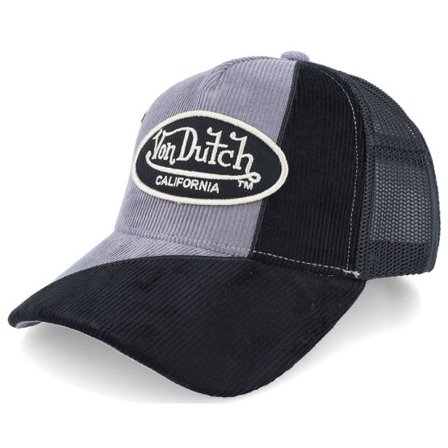 Von Dutch - Grå trucker Keps - Corduroy Cap With Badge Grey/Black Trucker @ Hatstore