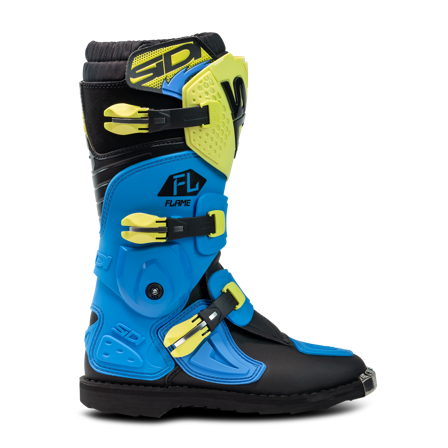 Cizme Motocross Sidi Flame Tineret Albastru deschis/Verde lime 42