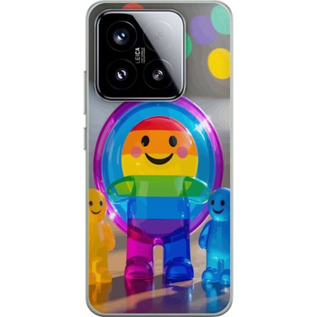 Kompatibel Mobilcover til Xiaomi 15 Pastelfarvet enhjørning med regnbue manke og store øjne i et eventyrligt vintermiljø.