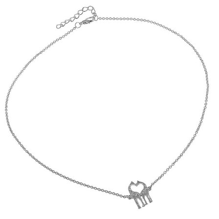 Dubbel Giraff Halsband Hänge Enkelt Kärlekshjärta Djurhalsband Silver