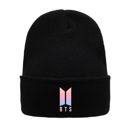 Bts blød strikhue Vinter varm uldhue, sort - Perfet