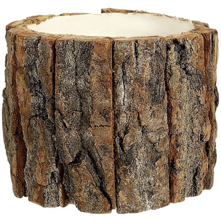 Træ Blomsterpot Naturlig Træ Bark Blomster Spand Blomsterpot Antik Beholder Have Hjem Indretning (12X12X10 cm, som vist på billedet)