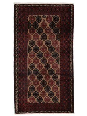 Baluch Rug Hand Knotted 110X200 Black/Brown Persia