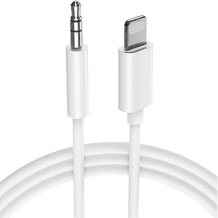 Aux-kabel for iPhone, L-ightning til 3,5 mm lydkabel for bil, hodetelefonkontaktadapter til bil/hjemstereo/hodetelefoner/høyttalere - hvit