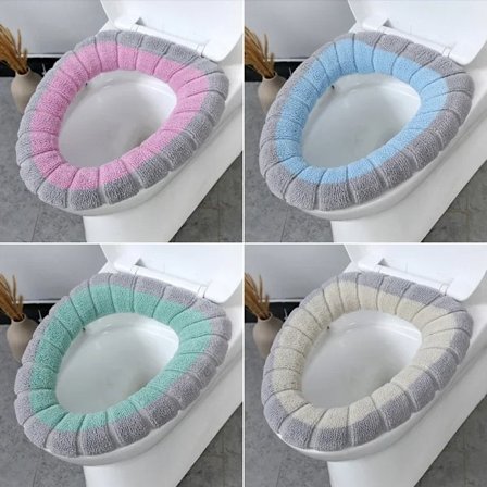 1PC Knitted Toilet Mat Washable Antifreeze Toilet Cover Thickened Knitted O Type Universal Toilet Seat Toilet Pad Cushion