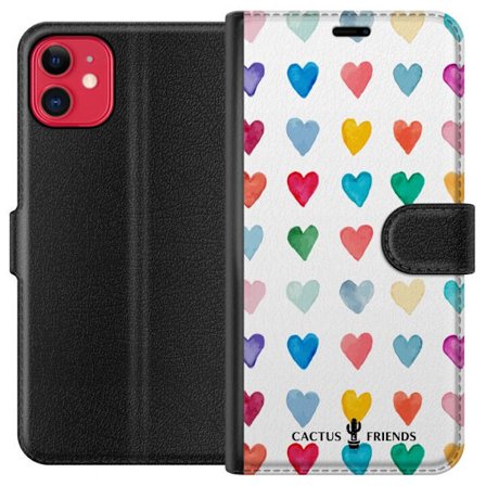 Kompatibel Tegnebogsetui til Apple Apple iPhone 11 Cactus and Friends - Watercolor Love Grid